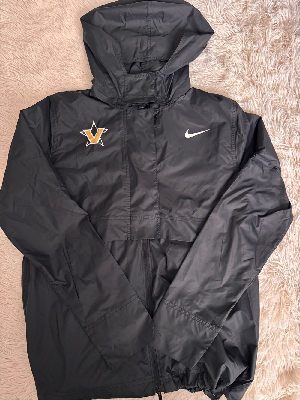 Nike Black Hooded Windbreaker Jacket with Team Patch